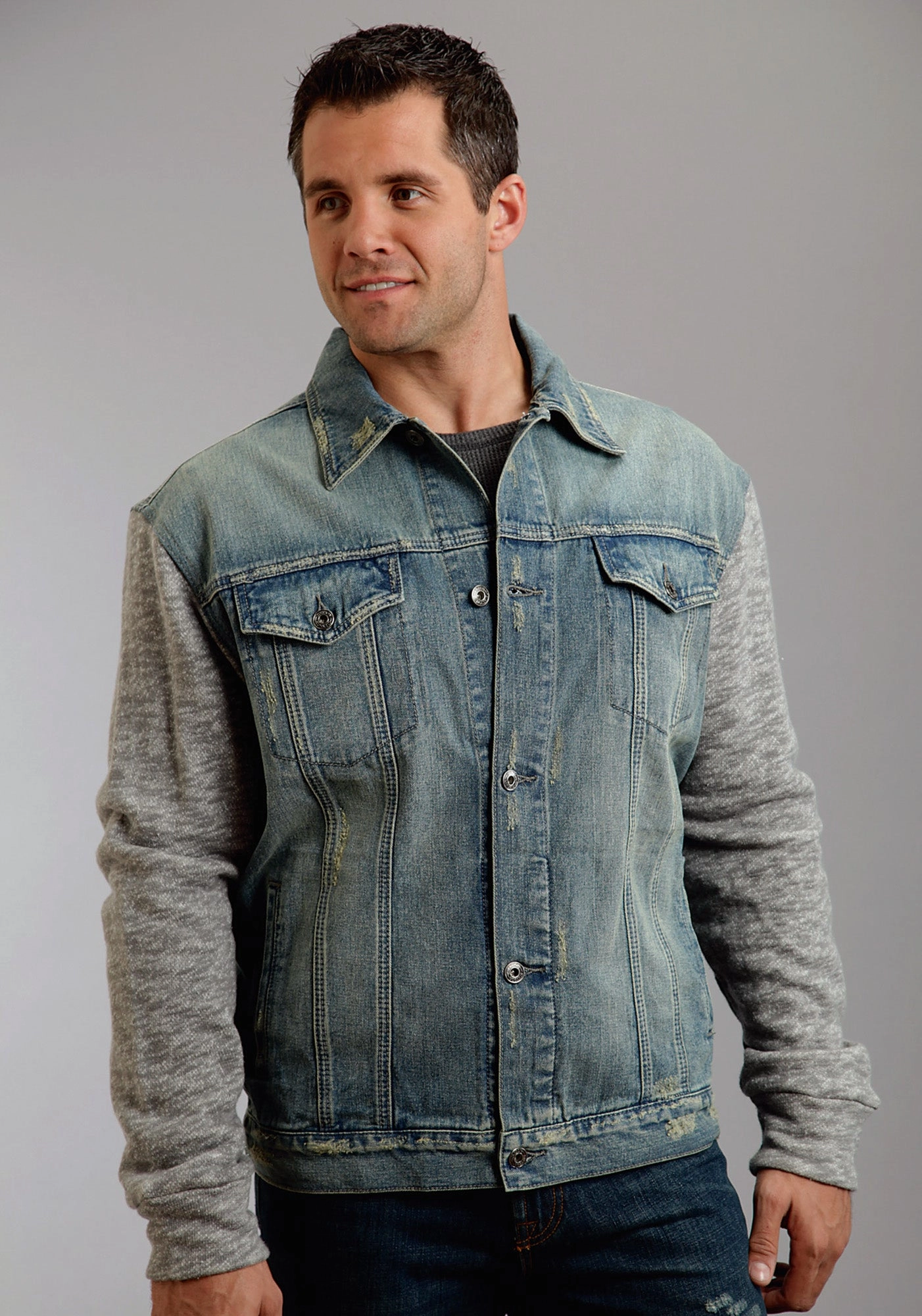 ThermalReflective Stetson Mens Stretch Knit Sleeves Blue 100% Cotton Jacket