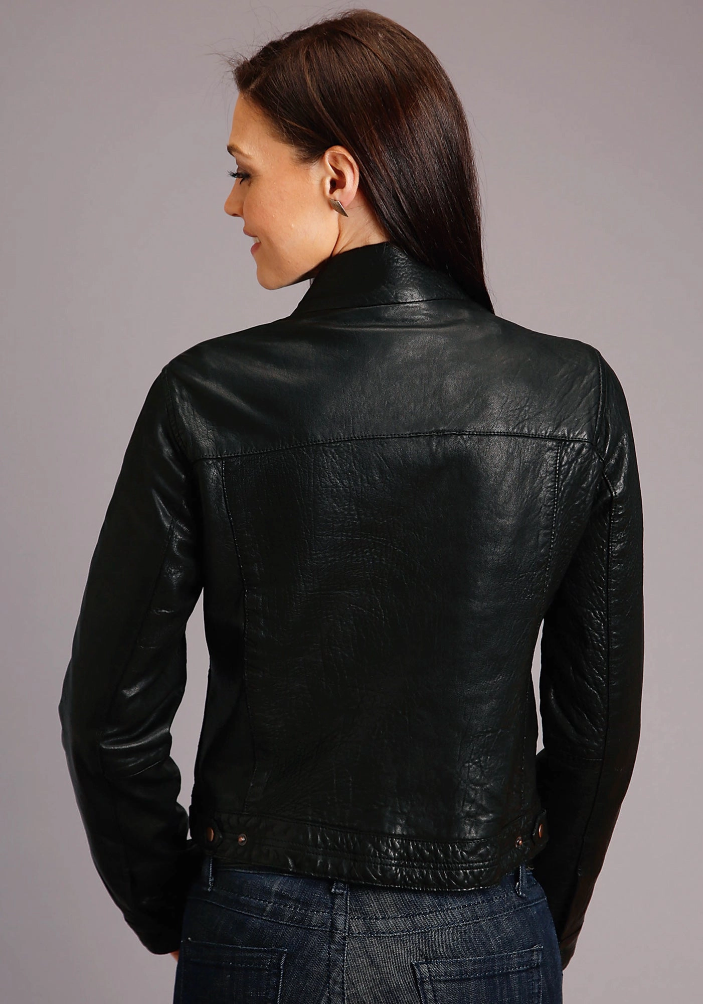 Stetson Womens Black Leather Smooth Pockets Jacket Flexible Layer System