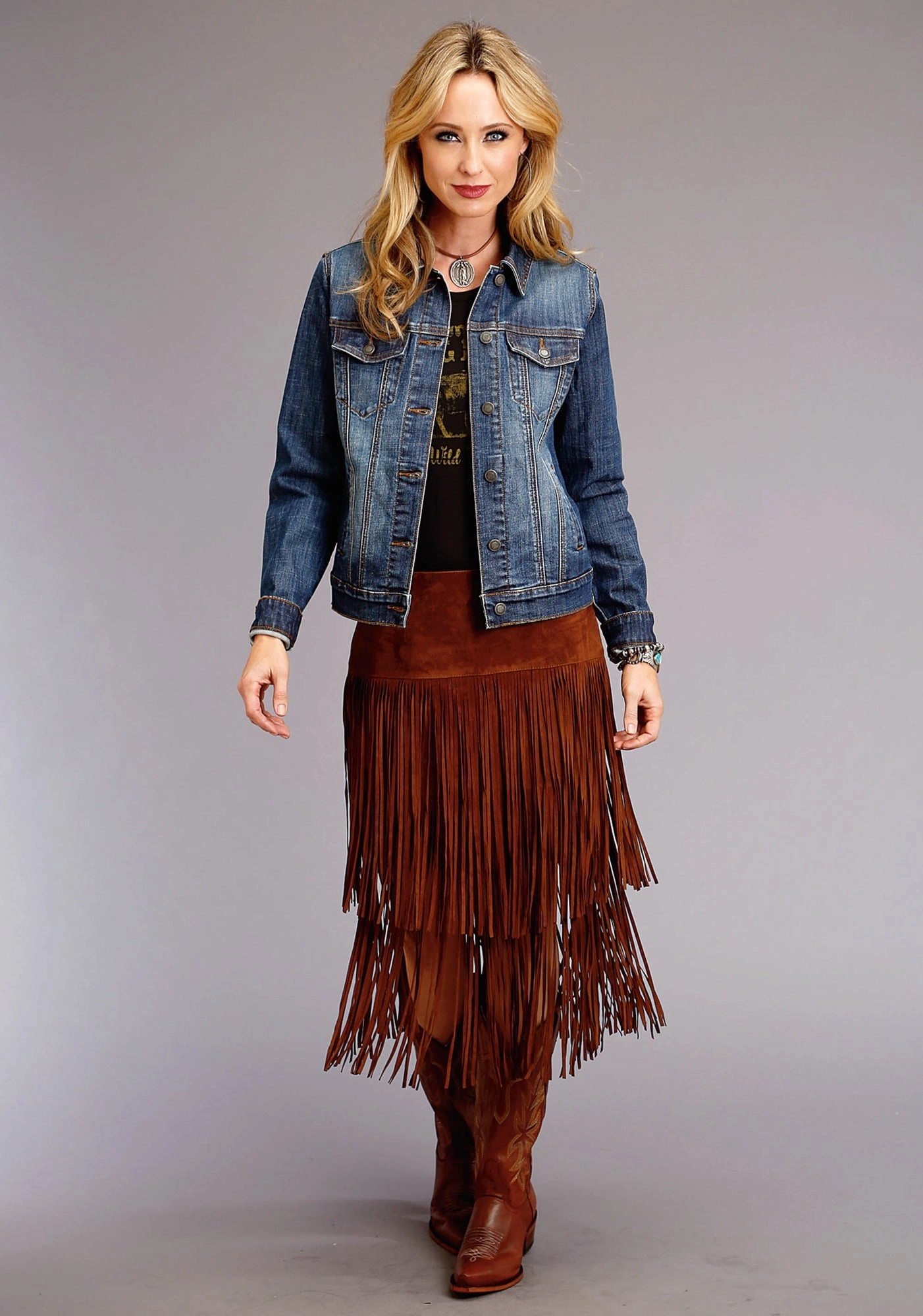 Casual Staple Stetson Womens Blue Cotton Blend Denim Wash Jacket