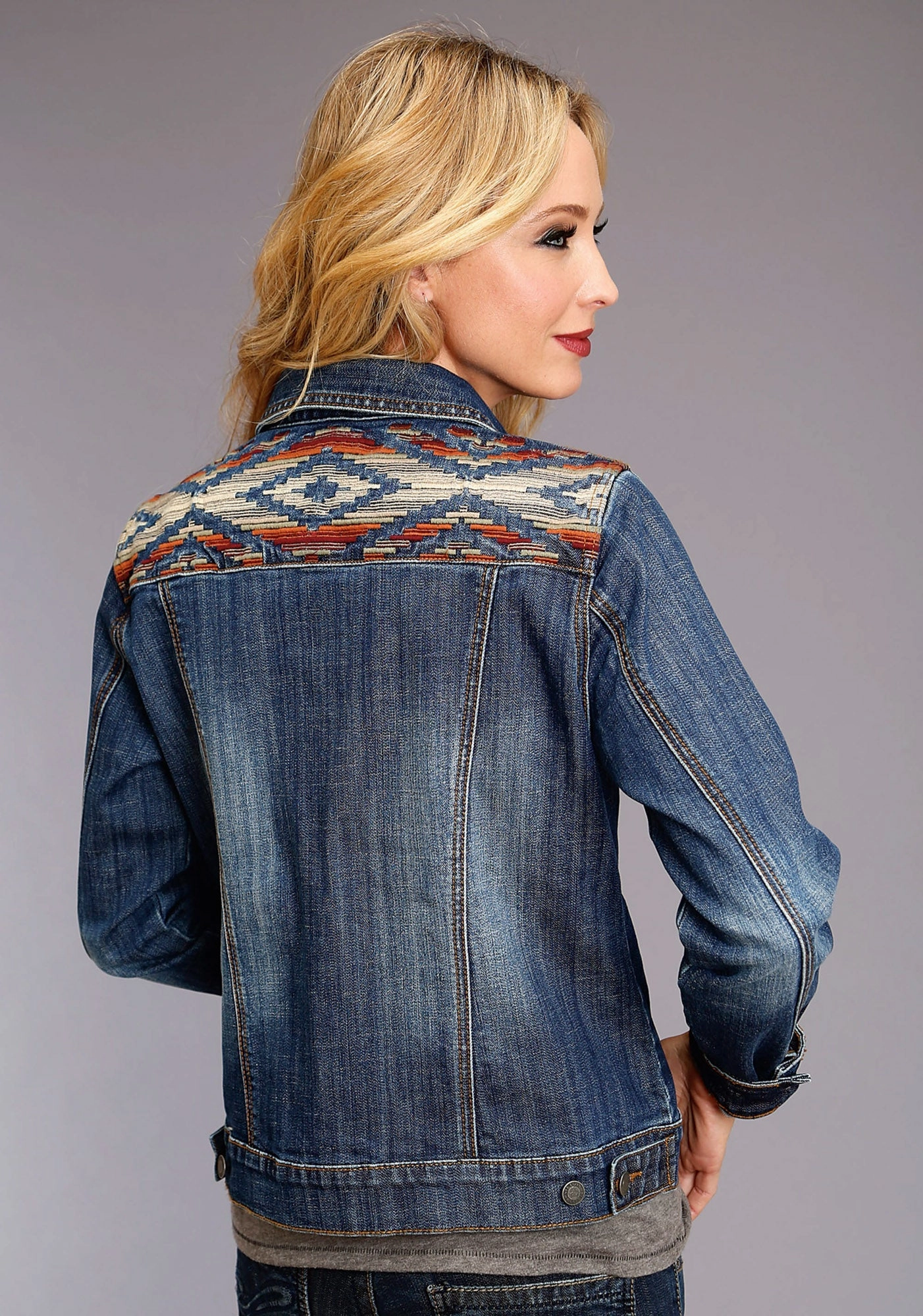 Sporty Chic Stetson Womens Blue Cotton Blend Denim Wash Jacket