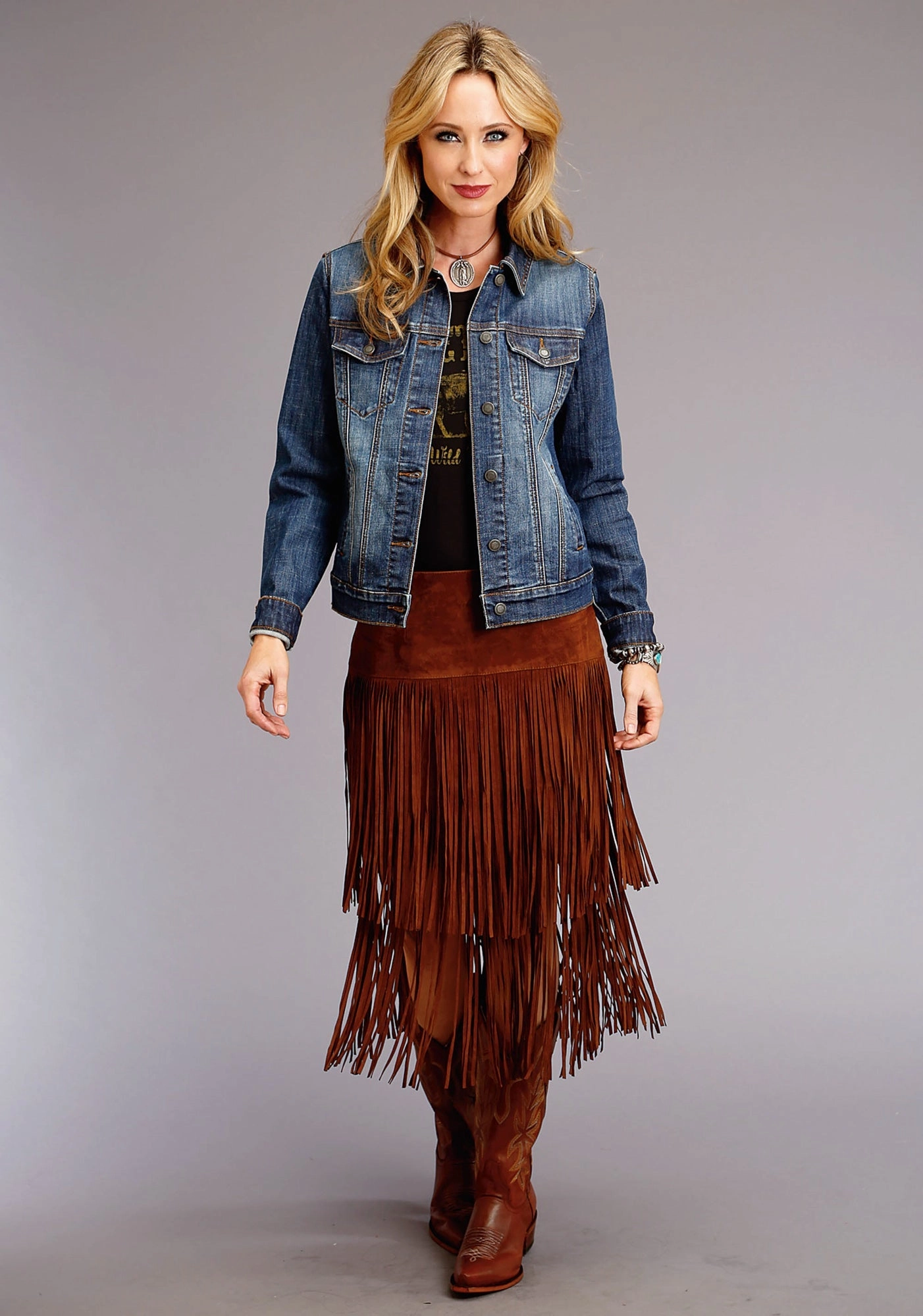 Lightweight Comfort Stetson Womens Blue Cotton Blend Denim Wash Jacket