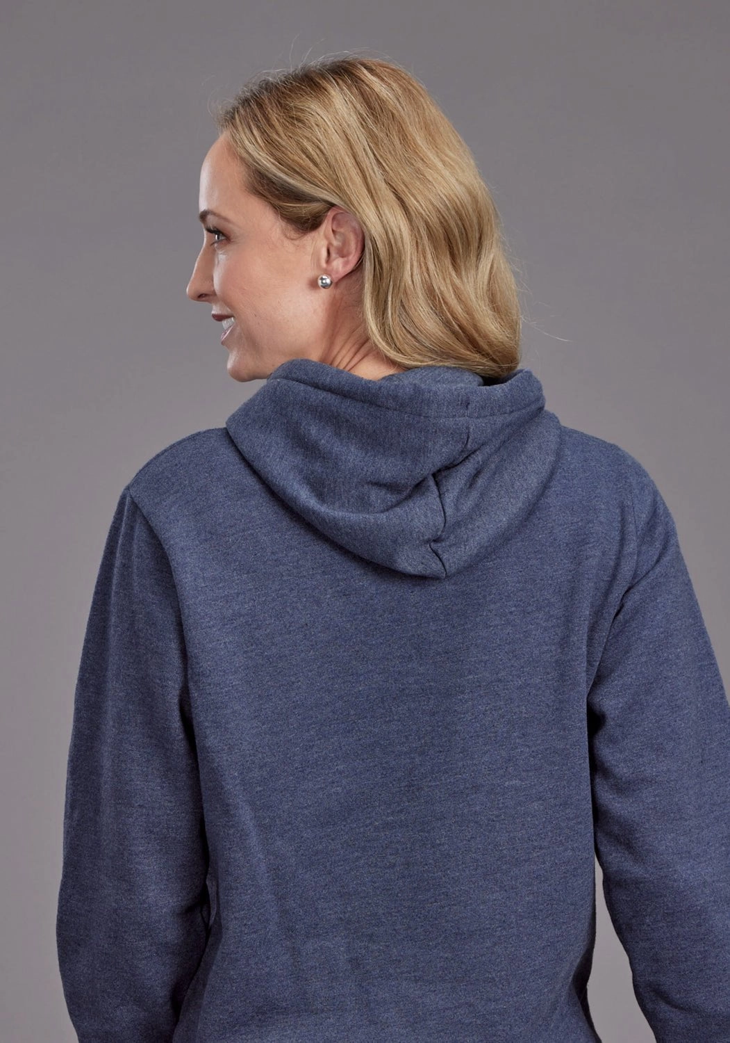 Stetson Womens Crest Logo Heather Navy Cotton Blend Hoodie Stretchable Cuffs Stretchable Waistband