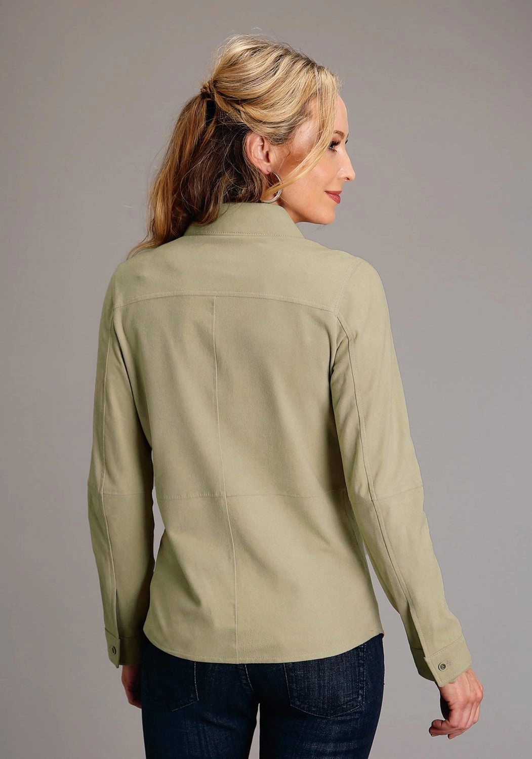 Temperature control Stetson Womens Flap Pockets Cream Leather Leather Jacket