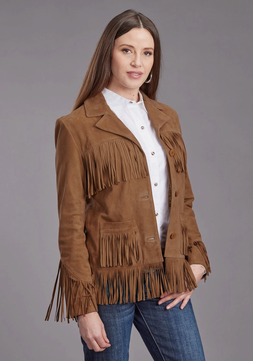 Foldable Shoulder Straps Smart Weather Style Stetson Womens Fringe Ginger Suede Leather Jacket