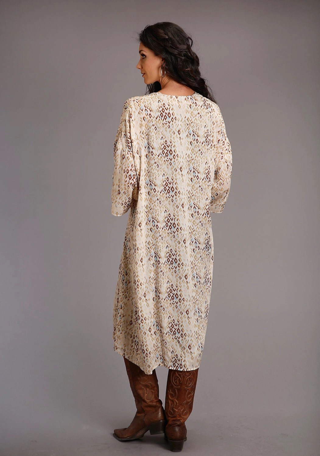 Comfy Vibe Warm Wardrobe Stetson Womens Gold Rayon/Nylon Herringbone Kimono Aztec Cardigan