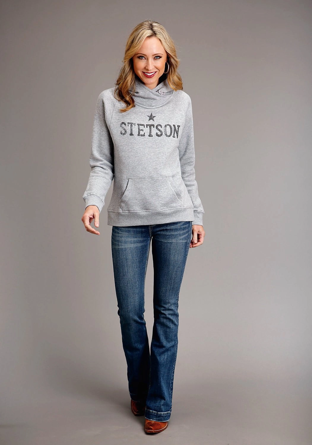 Stetson Womens Grey Cotton Blend Star In The Middle Hoodie Comfy clothing