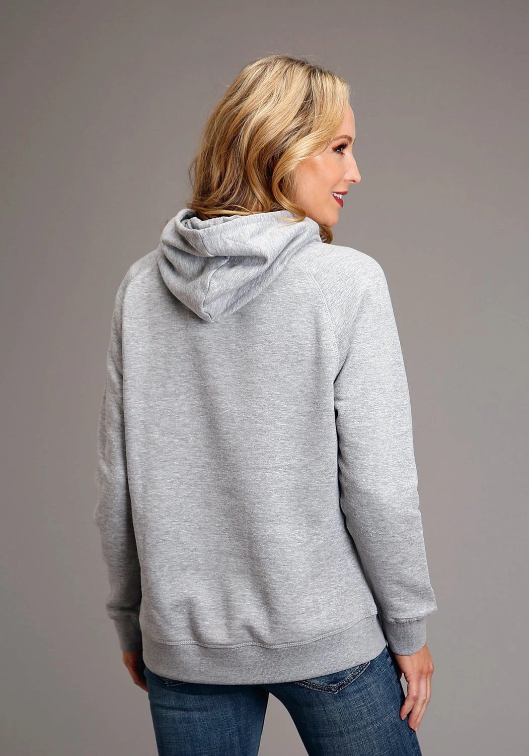 Stetson Womens Grey Cotton Blend Star In The Middle Hoodie Chilly Weather Wear Smart Look