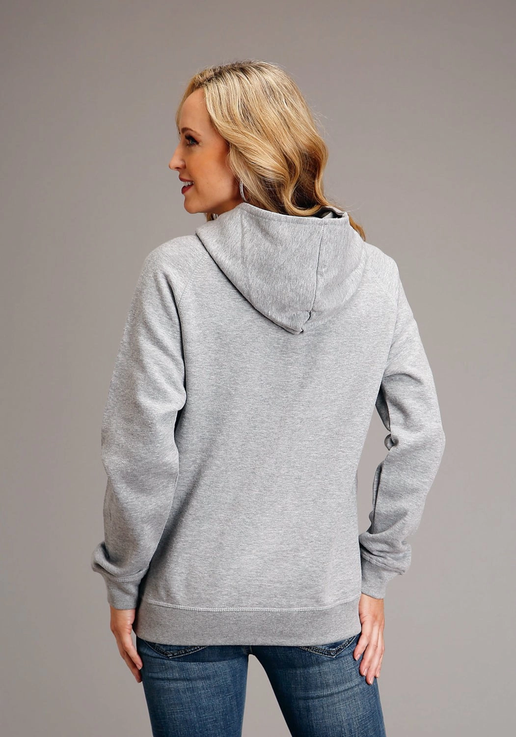 Stetson Womens Grey Cotton Blend USA Sunburst Hoodie Lightweight Layer Cozy Knit Piece