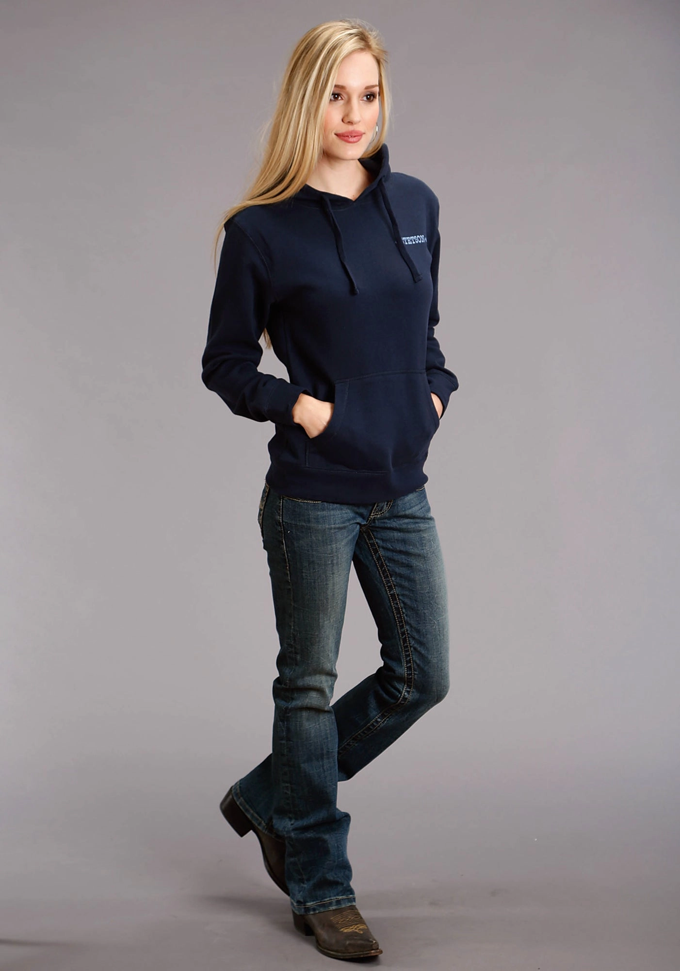 Hydrophobic Treatment Stetson Womens Hankerchief Print Navy Cotton Blend Hoodie