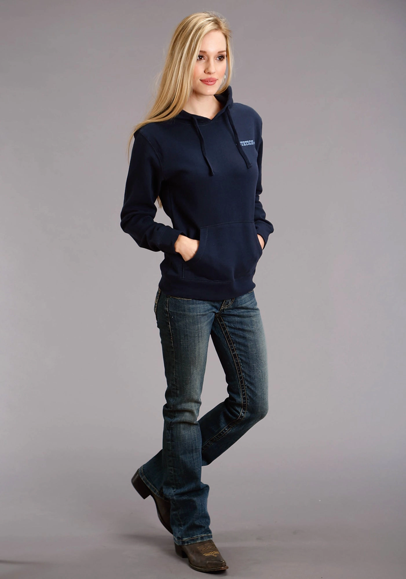 Stetson Womens Hankerchief Print Navy Cotton Blend Hoodie Lightweight Material