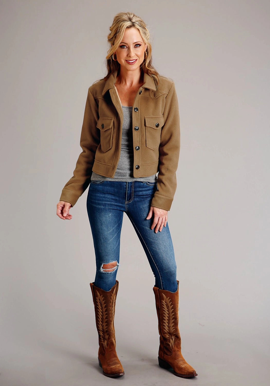 Essential City Look Timeless Fit Style Stetson Womens Oversized Western Camel Wool Blend Wool Jacket