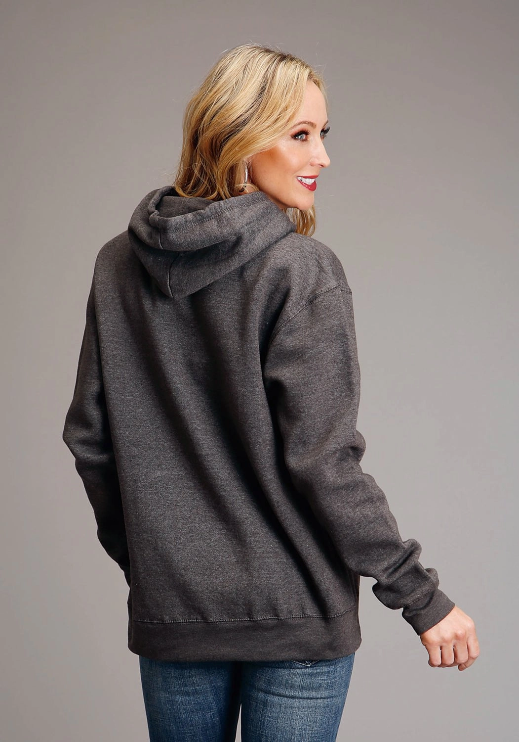 AdjustableHem Stetson Womens Way Out West Grey Cotton Blend Hoodie