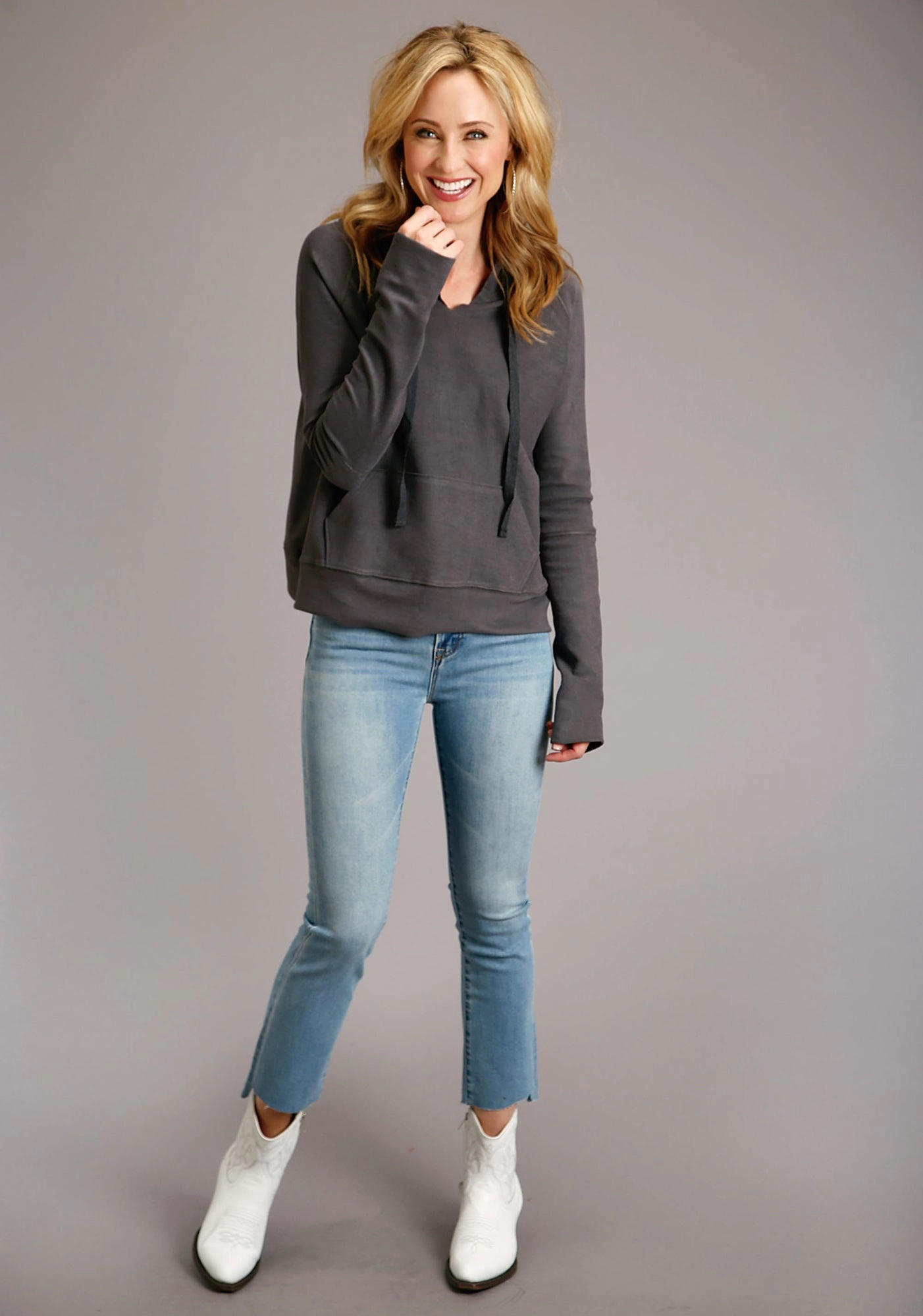 Chilly Wear Stetson Womens Charcoal 100% Cotton Twill Ties Hoodie