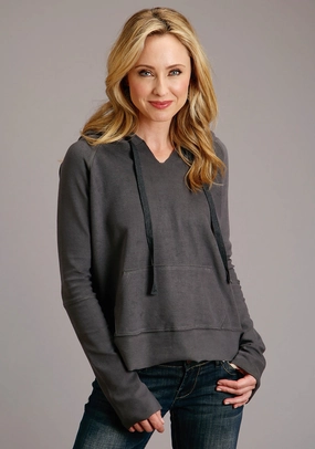 Stetson Womens Charcoal 100% Cotton Twill Ties Hoodie Winter Day Comfort Casual Fashion