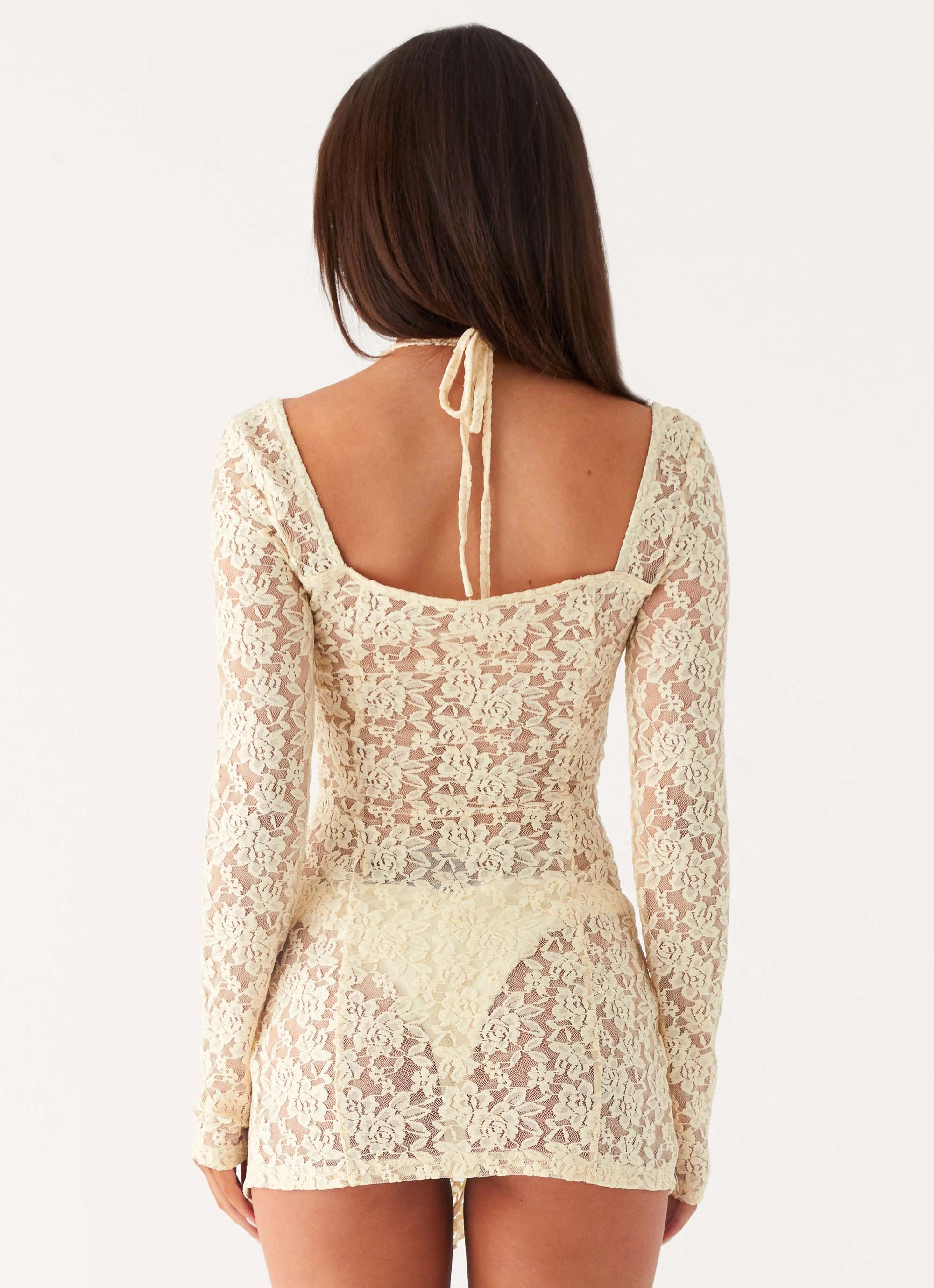 Dainty Finish Rarri Lace Mini Dress - Ivory