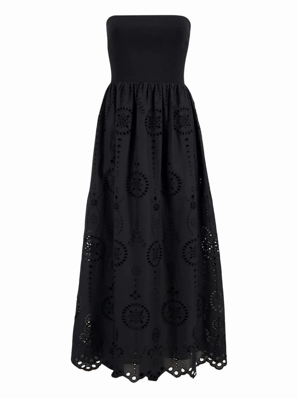 Strapless Knit and Broderie Dress in Black Summer Friendly