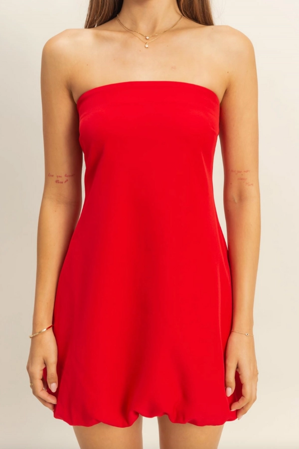 Strapless Mini Balloon Dress - Red Breeze Grace