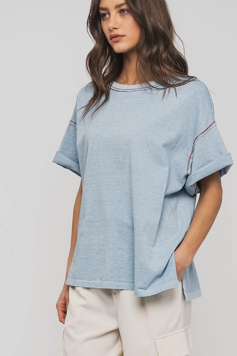 Timeless Oversized Tee - Blue High Stretch Fabric