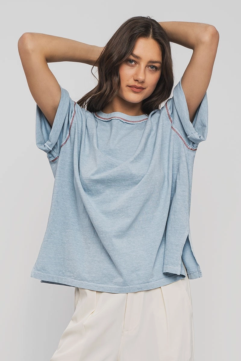 Odor Resistant Material Timeless Oversized Tee - Blue