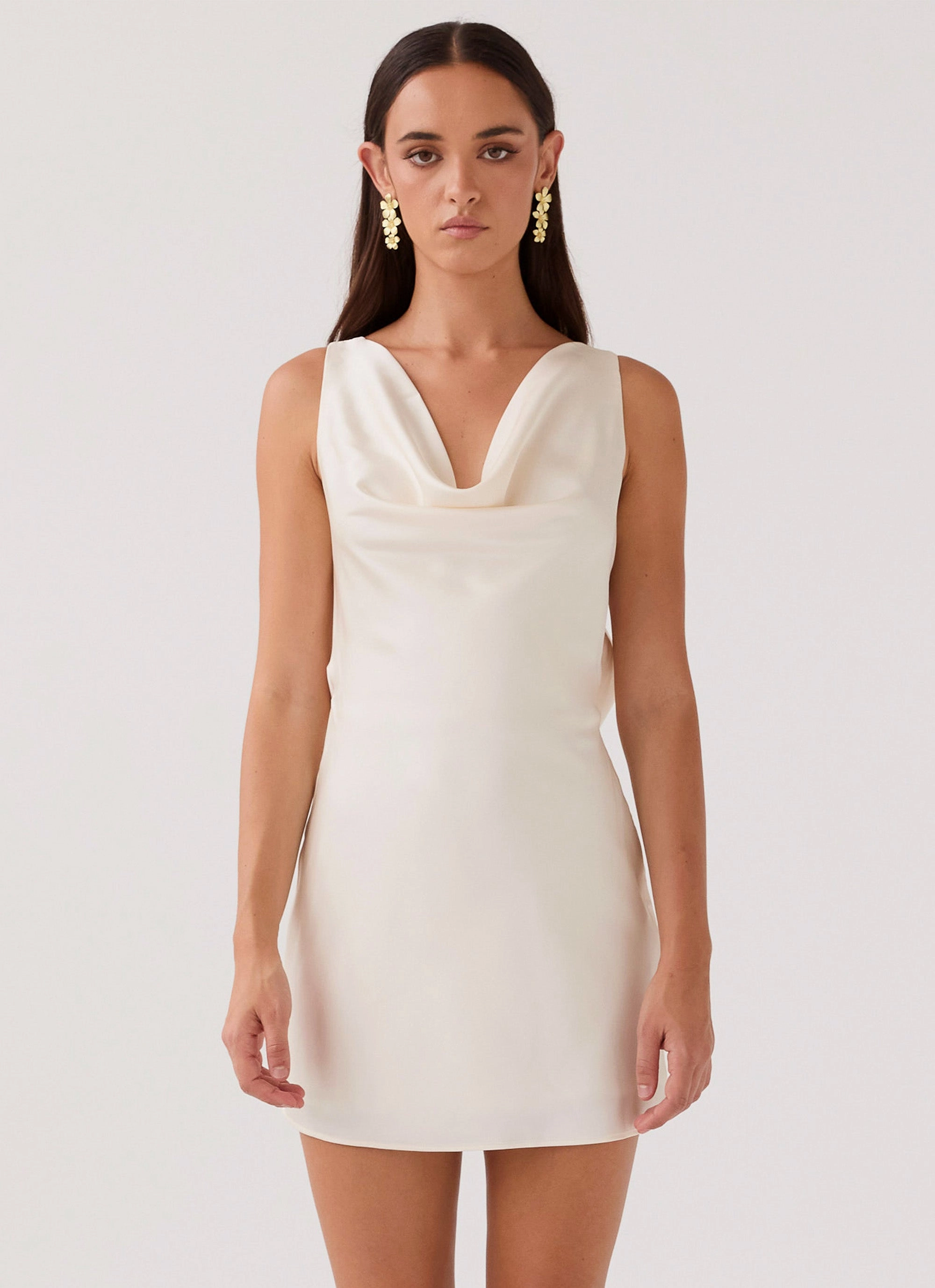 Be Mine Satin Mini Dress - Ivory Birthday-Celebration Flowing Design