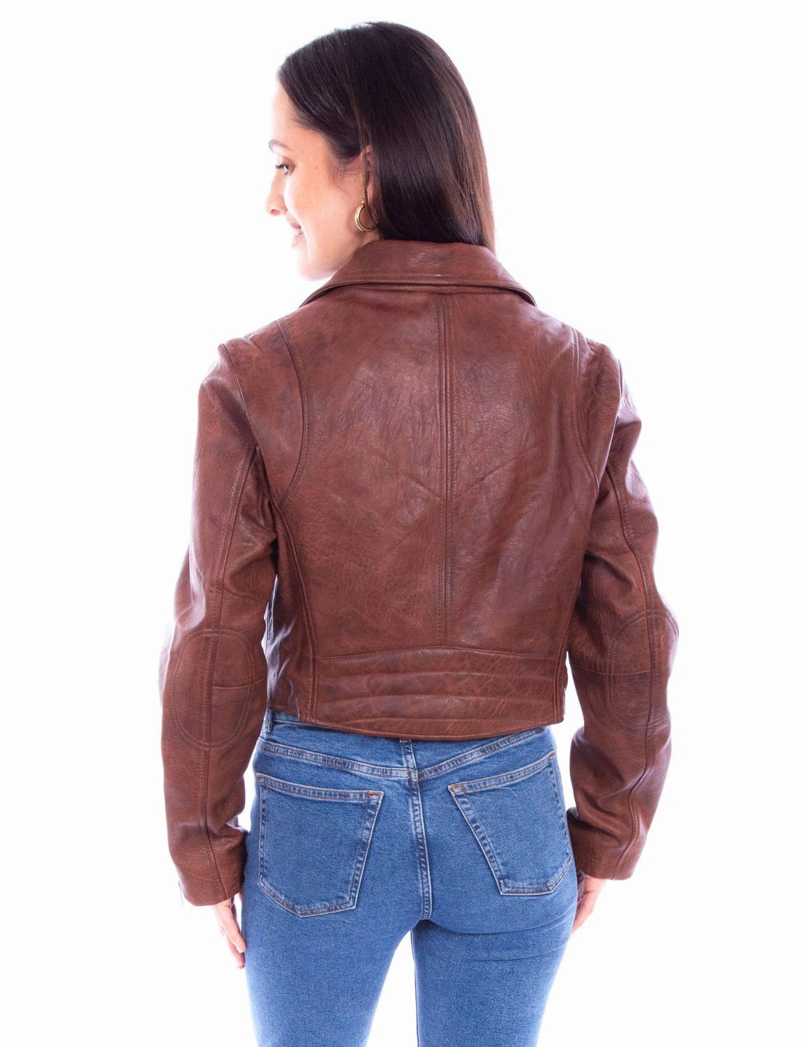 Fade Resistant Dye Modular Attachment Loops Scully Womens Zip Motorcycle Cognac Leather Leather Jacket