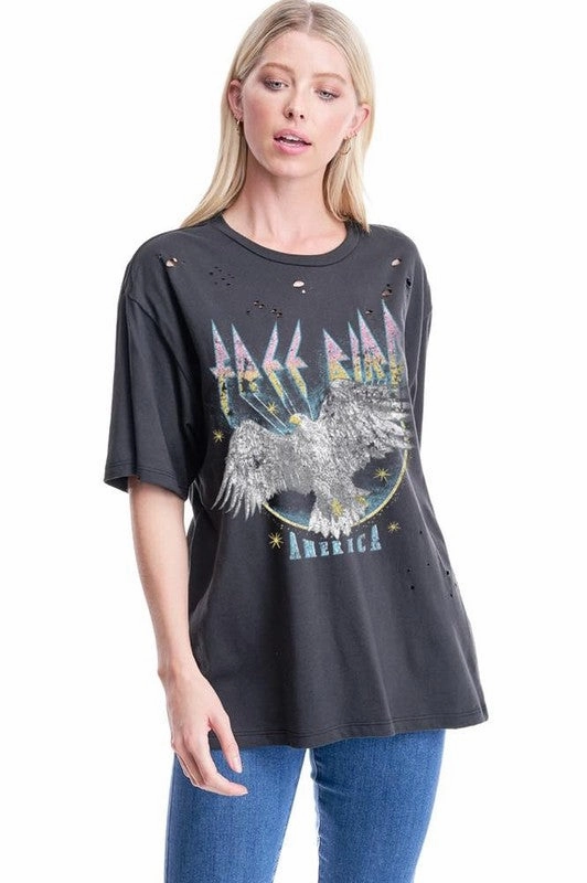 Free Bird America Eagle Graphic Tee Thermal Regulation System AntiPillingTechnology