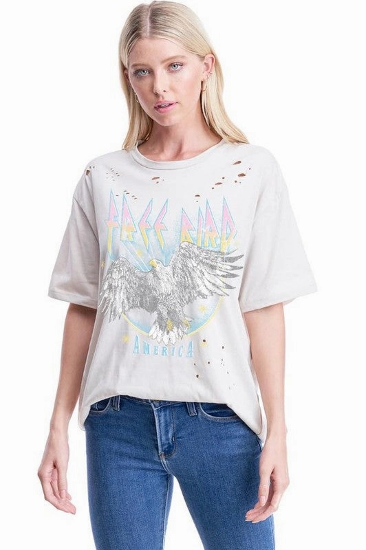 Free Bird America Eagle Graphic Tee Multipanel Construction