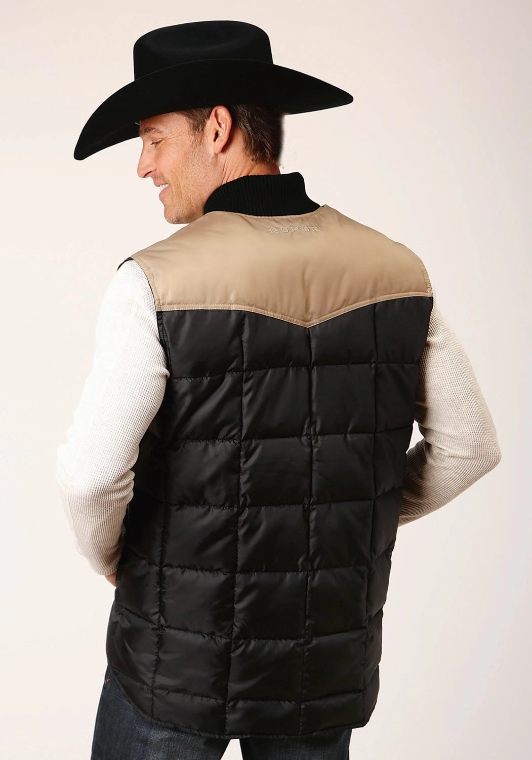 Heavyweight Warmth Roper Mens Western Quilted Black 100% Polyester Softshell Vest