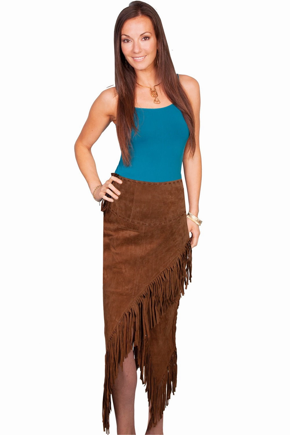 Spring Brunch Soft Vibe Scully Womens Cinnamon Suede Long Skirt M