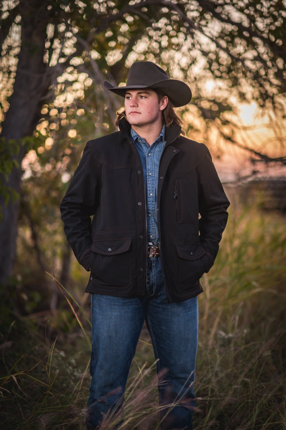 STS Ranchwear Mens Brazos Enzyme Black Polyester Softshell Jacket Puffer Design