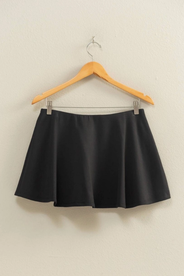 Versatile Waist Flattering Waist Flirty Scuba Mini Skort - Black