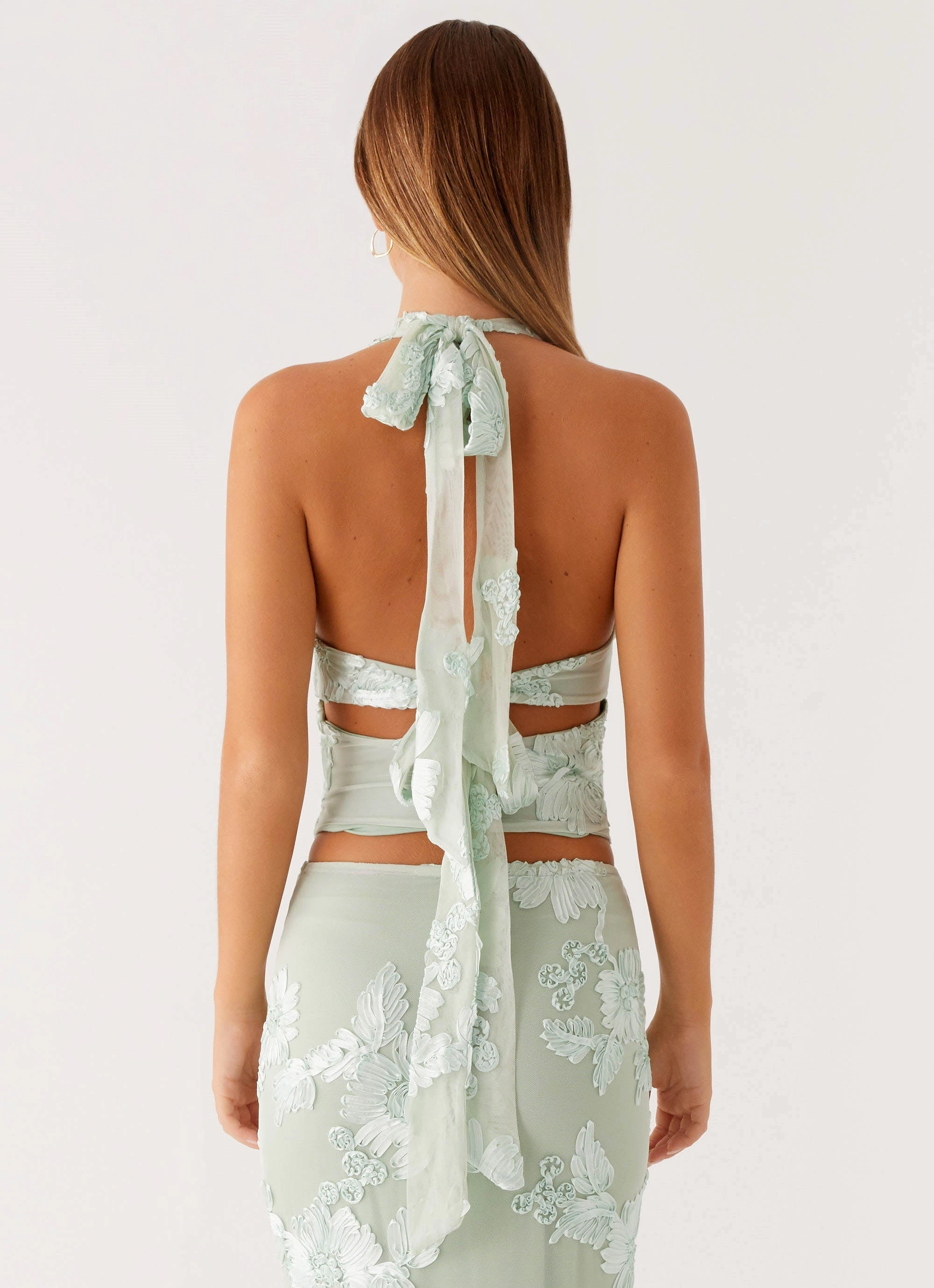 Radiate Halterneck Top - Sage Anti Pilling Fabric