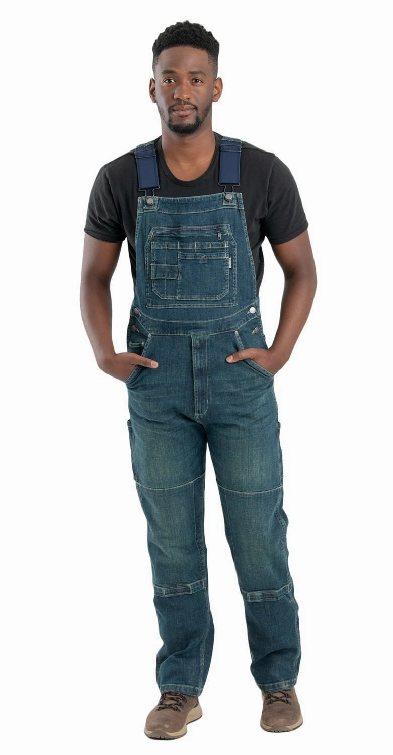 Lifestyle Wear WindResistant Coating Berne Mens Granite Cotton Blend Highland Unlined Washed Flex Denim Bib Overall