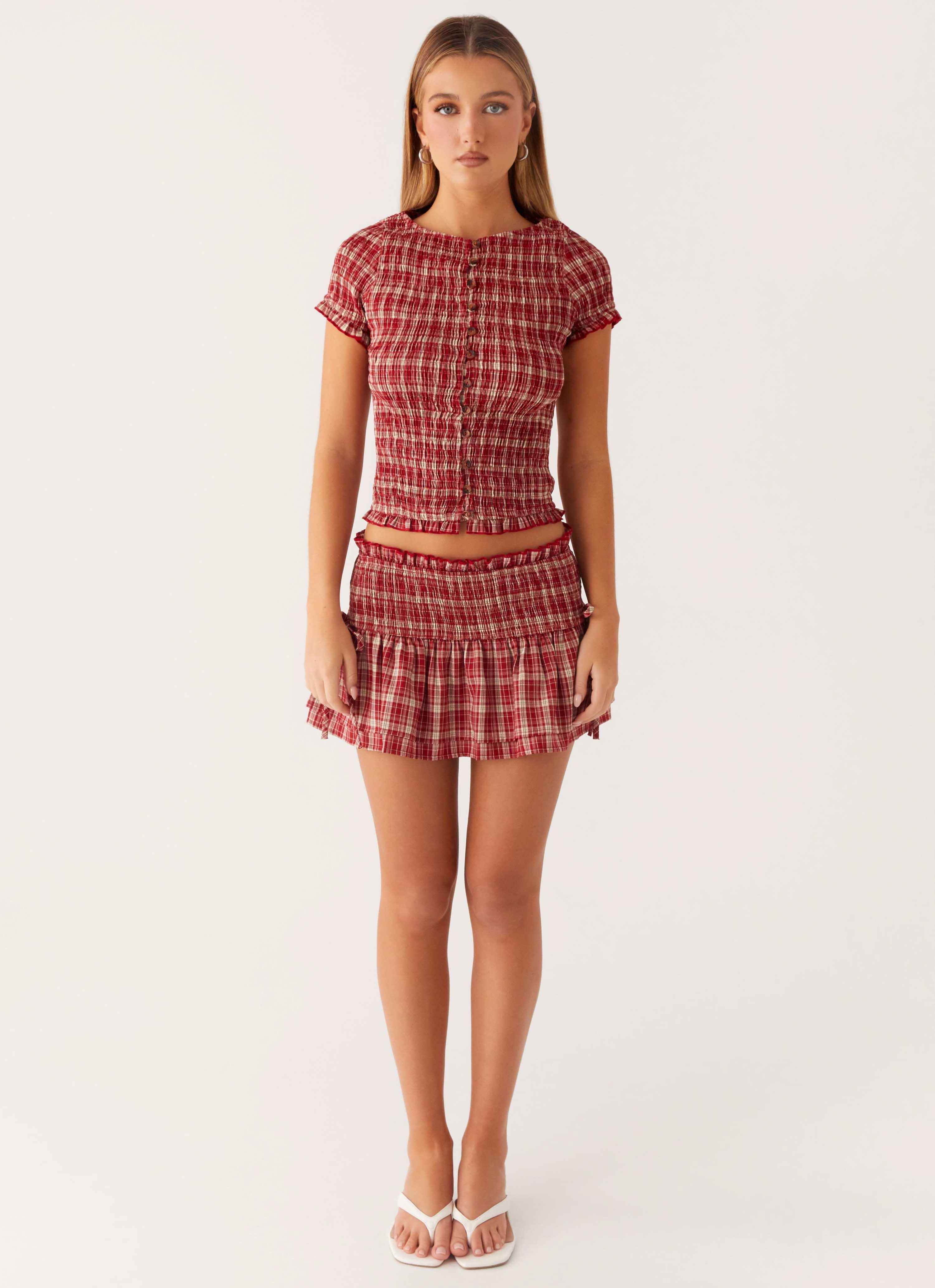 Moisture Control Technology Lenore Button Top - Ruby Check