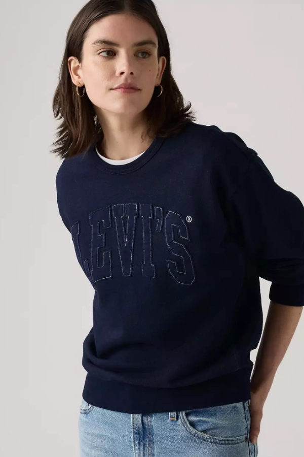 Levi's Heritage Graphic Crewneck Sweatshirt Soft Cotton Blend ConvertibleCollar