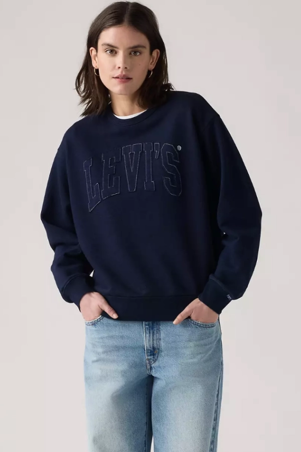 Levi's Heritage Graphic Crewneck Sweatshirt GarmentWashedFinish Flexible Knit Fabric