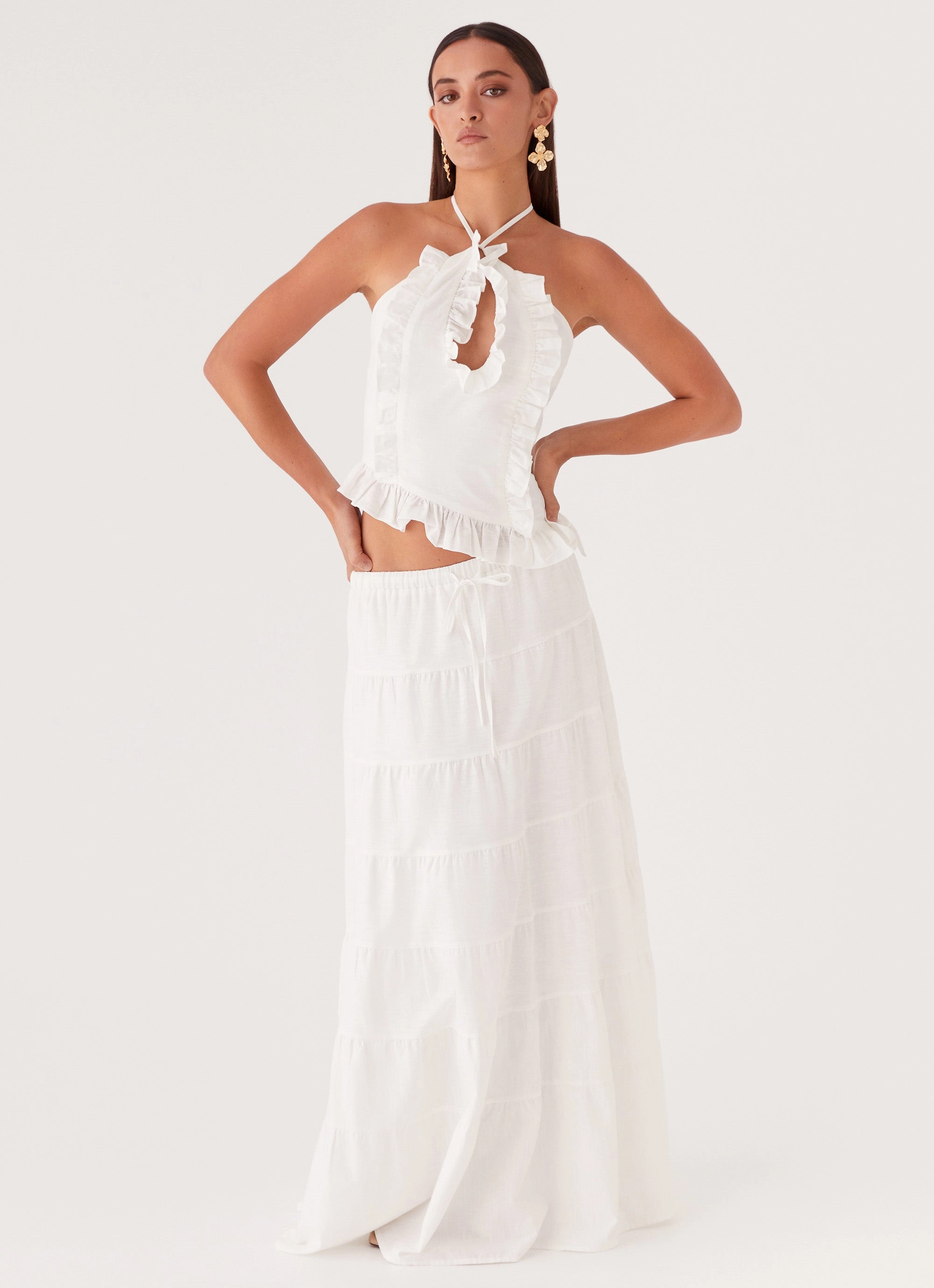 Non Restrictive Mobility Mariella Linen Top - White