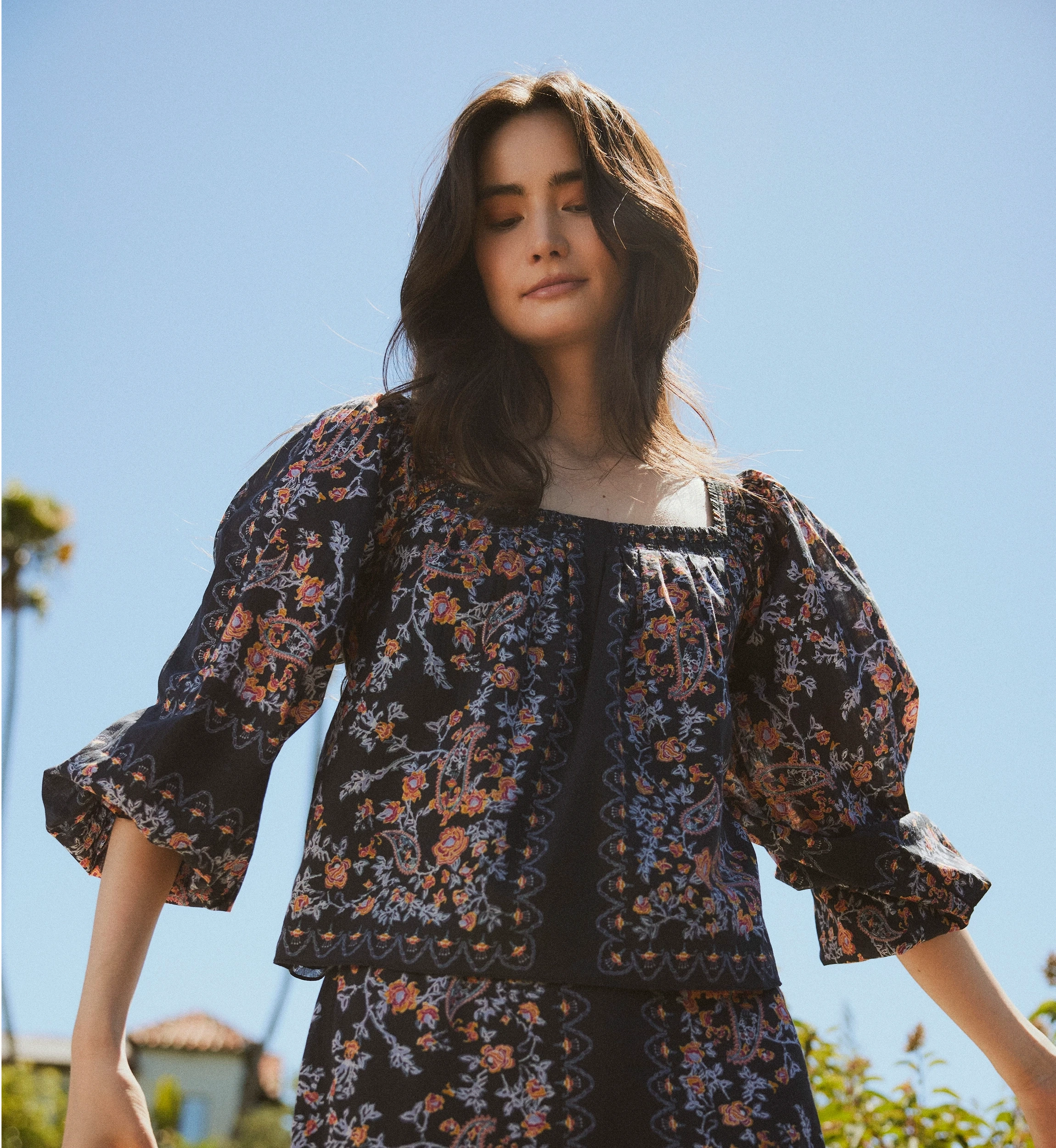 Casual Style Slim Silhouette Lucille Blouse | Dark La Ramos