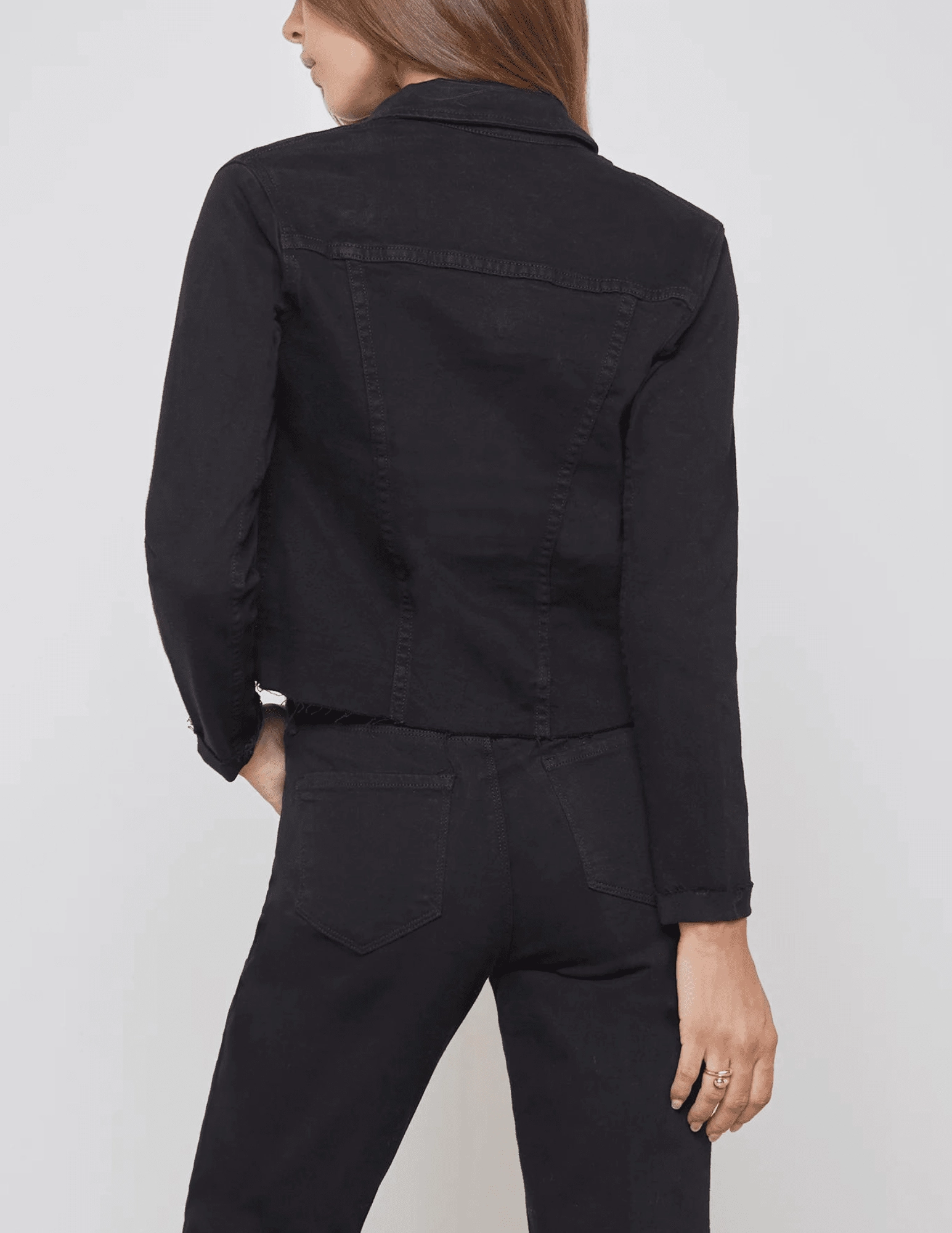 L'Agence Janelle Slim Raw Jacket In Saturated Black Versatile Design