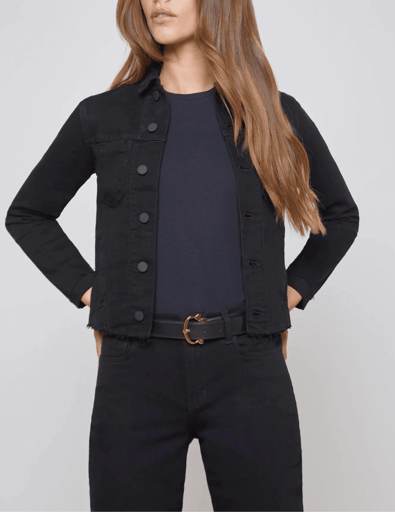 Cold Weather Gear L'Agence Janelle Slim Raw Jacket In Saturated Black