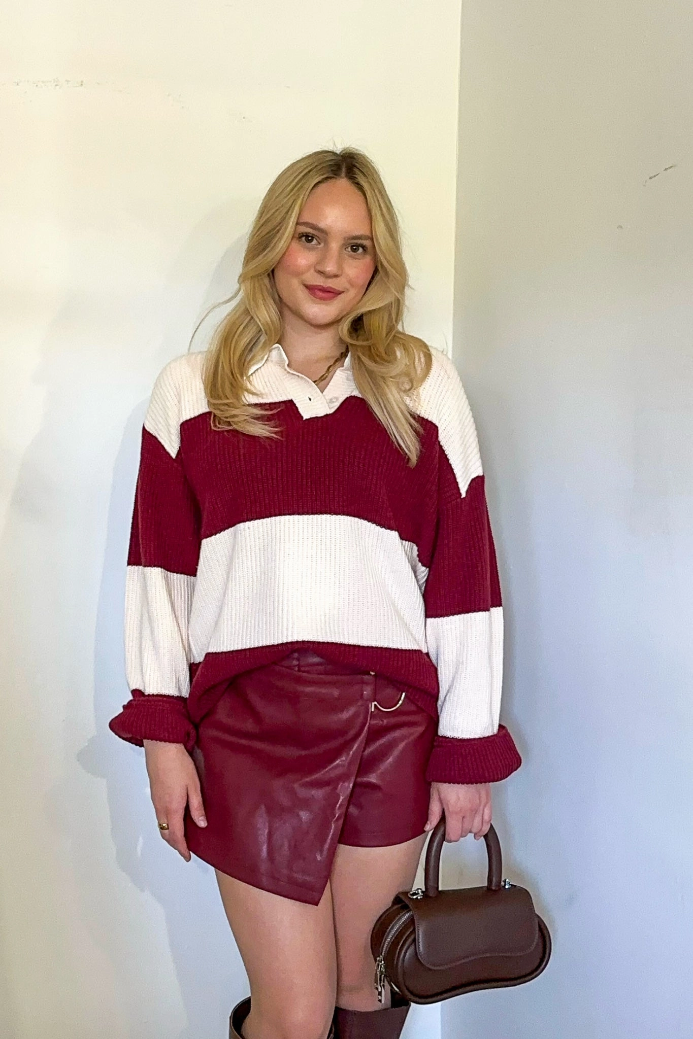 Striped Polo Sweater ReflectiveAccents AntiStaticTreatment