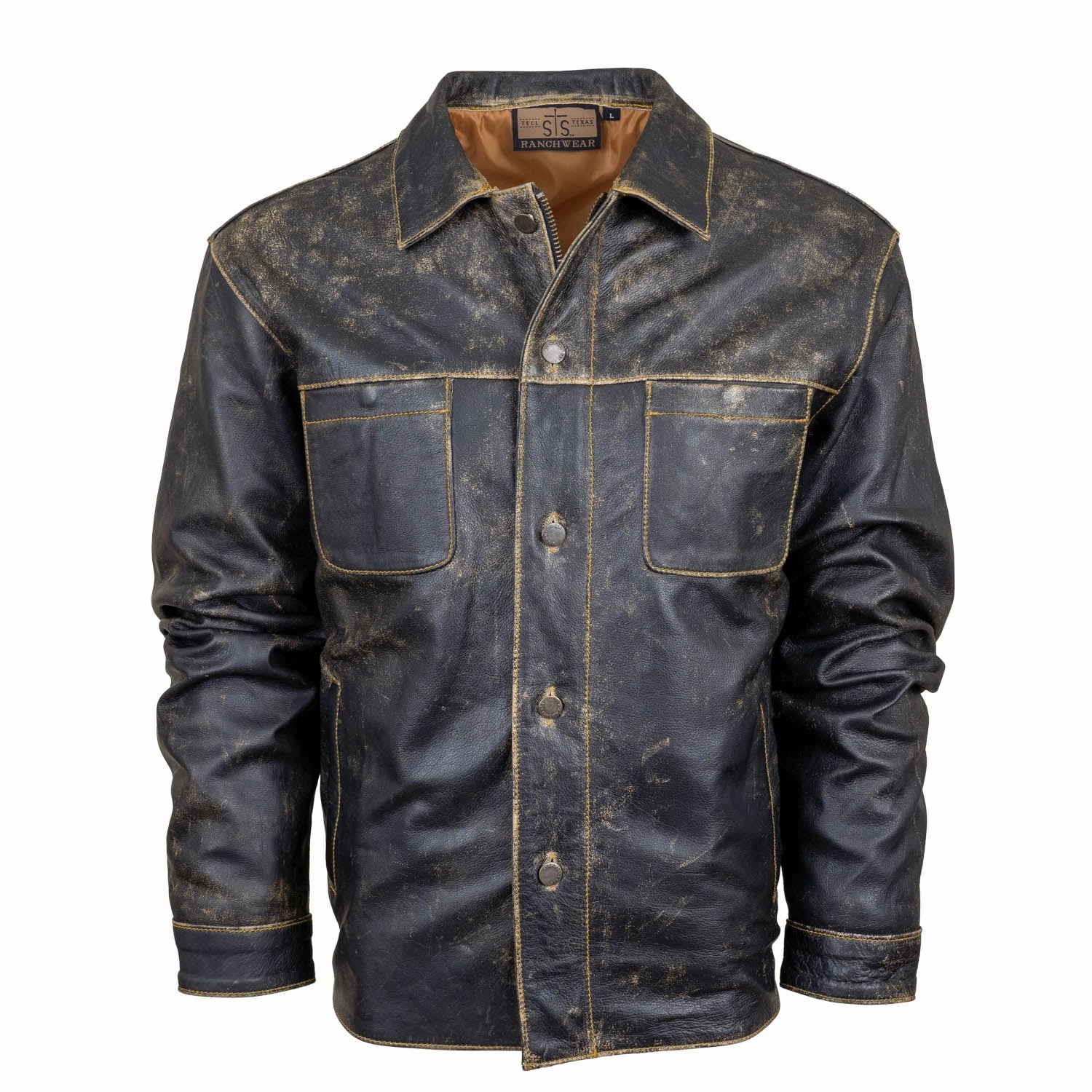 Casual Style STS Ranchwear Mens Jesse James Antique Black Leather Jacket