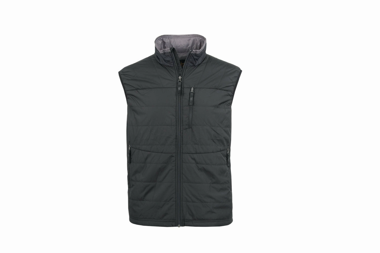 STS Ranchwear Mens Sterling Black/Grey 100% Polyester Softshell Vest Mid Length Non Slip Collar