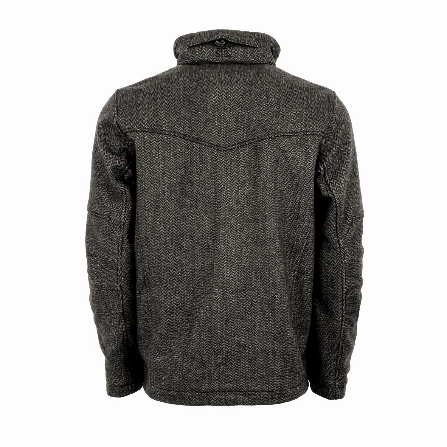 STS Ranchwear Mens Stone Black Tweed Wool Blend Softshell Jacket Roll Up Hood Breathable Layer