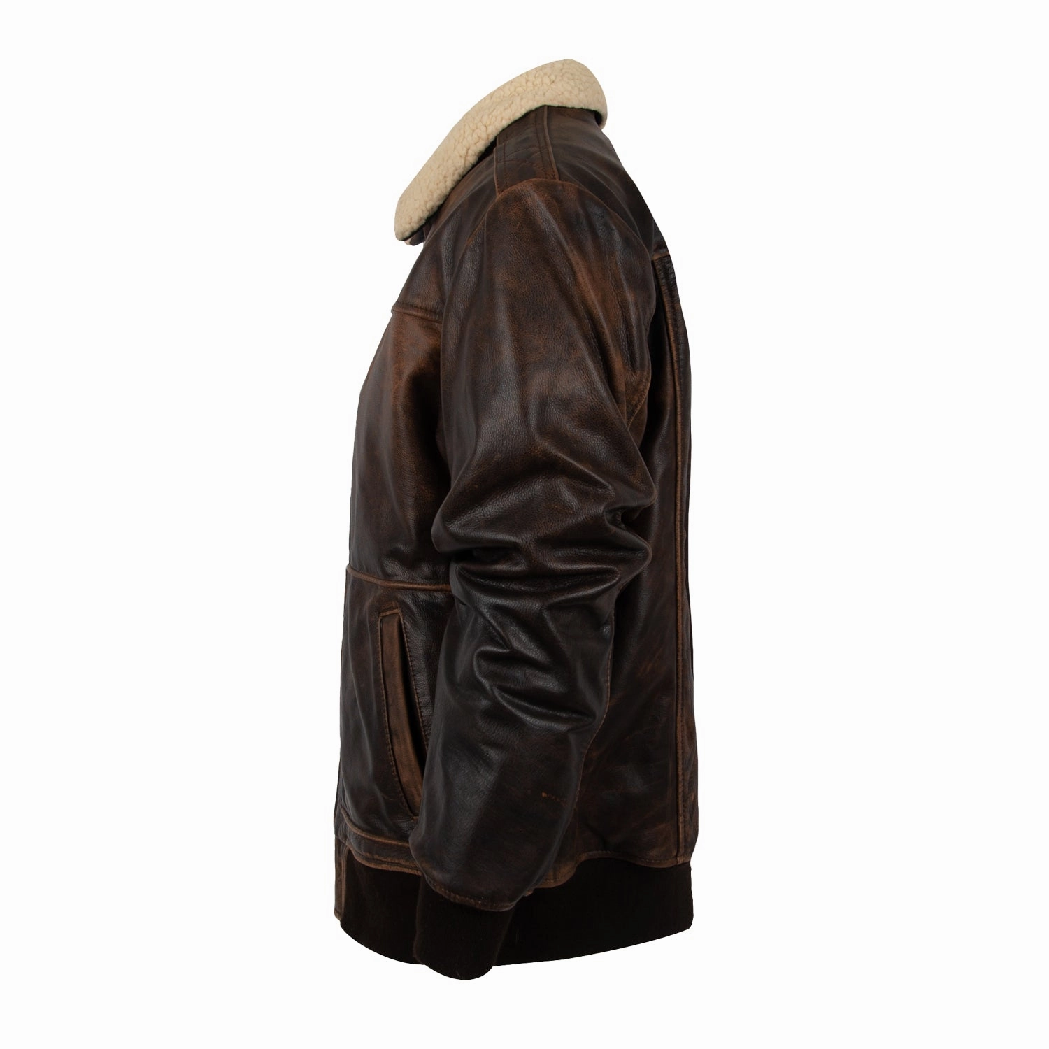 STS Ranchwear Mens Vintage Bomber Vintage Brown Leather Leather Jacket Wool blend Insulated Design