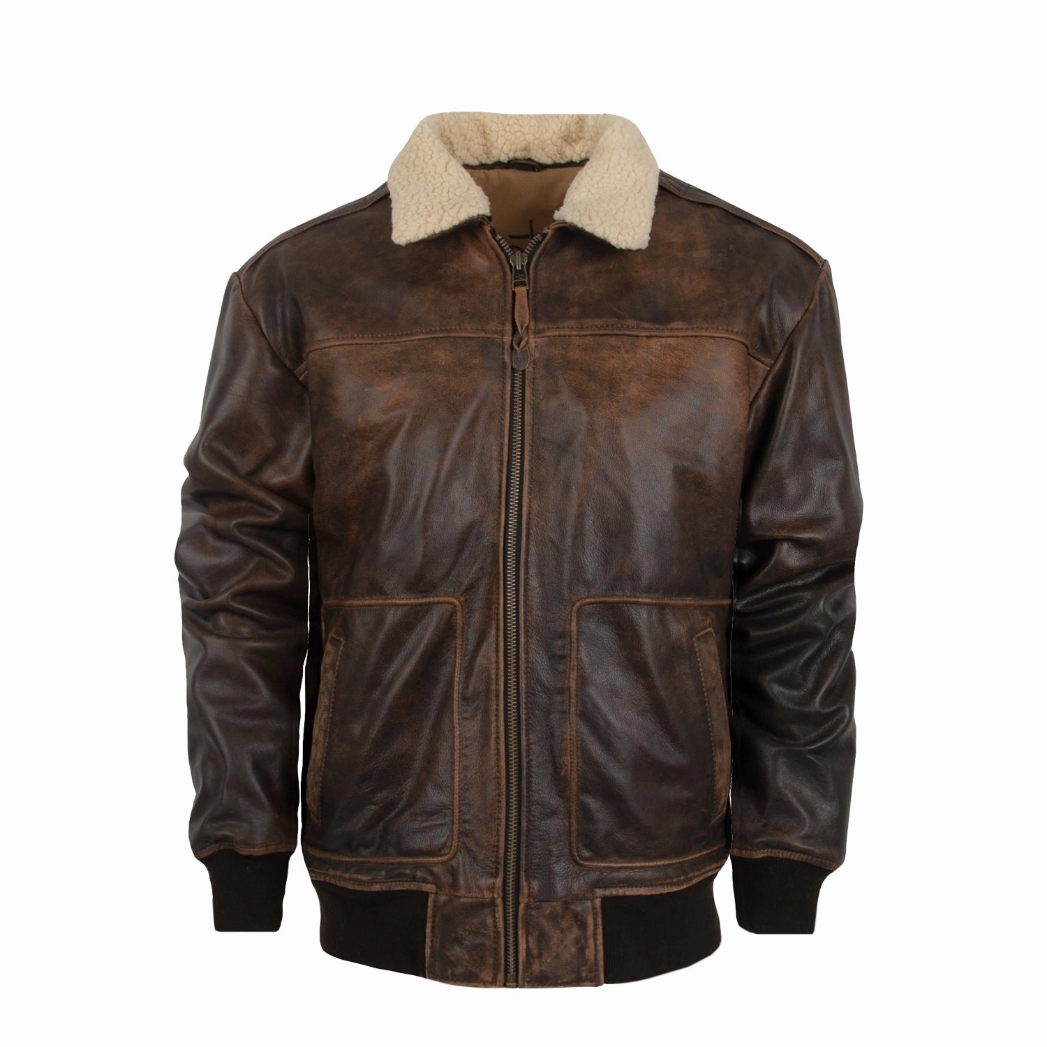 STS Ranchwear Mens Vintage Bomber Vintage Brown Leather Leather Jacket Glove Compatible Cuffs