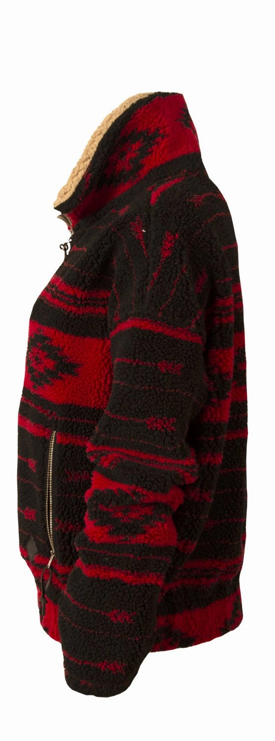 Weight Distribution System Casual Outdoor Look STS Ranchwear Womens Roxie Red/Black 100% Polyester Fleece Jacket