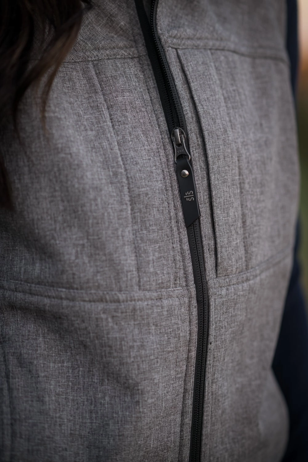 STS Ranchwear Womens Weston Vest Heather Gray Poly/Spandex Fleece Vest Pocket Placement