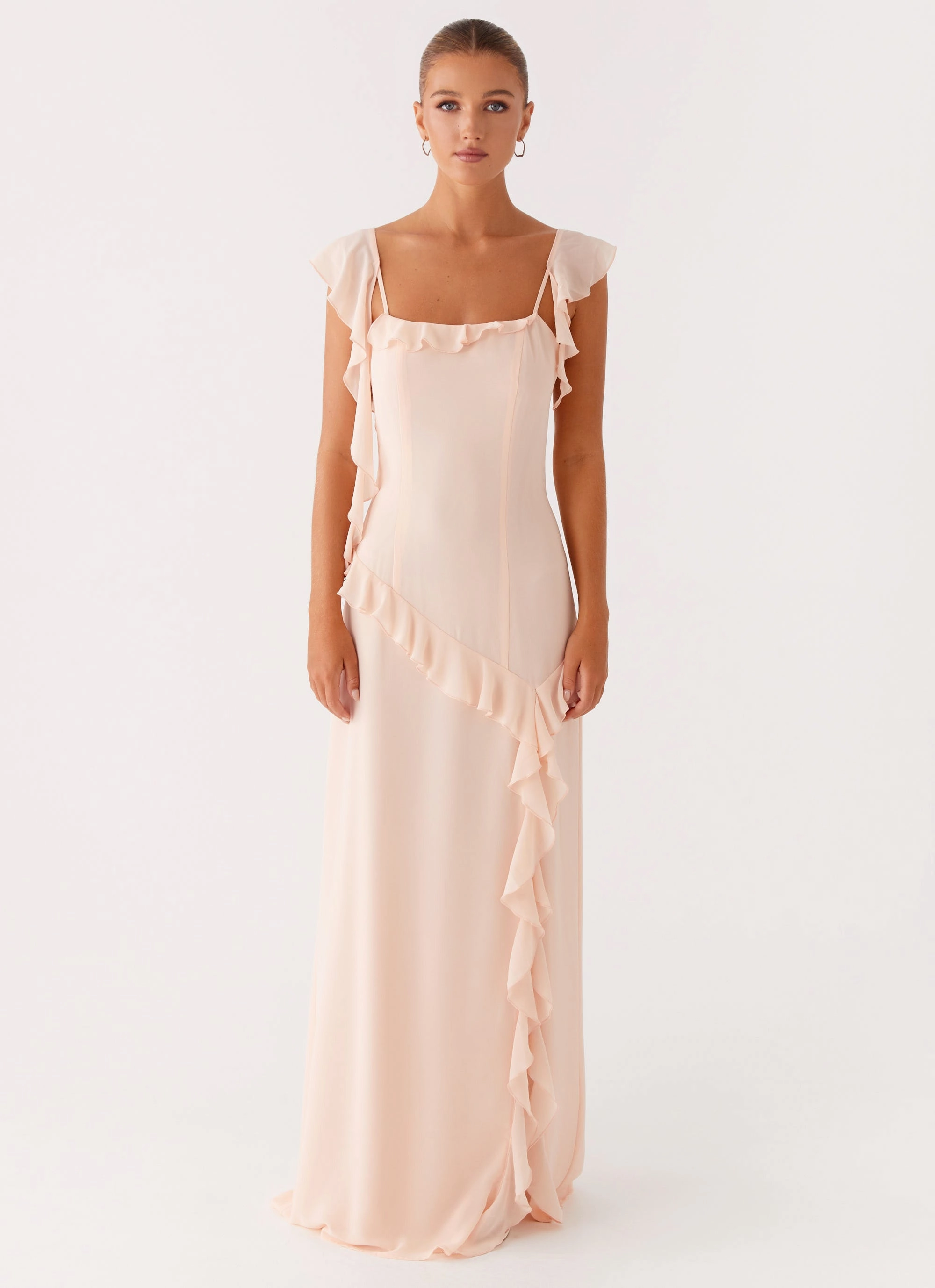 Soft Silhouette Sharp Detail Naya Maxi Dress - Peach