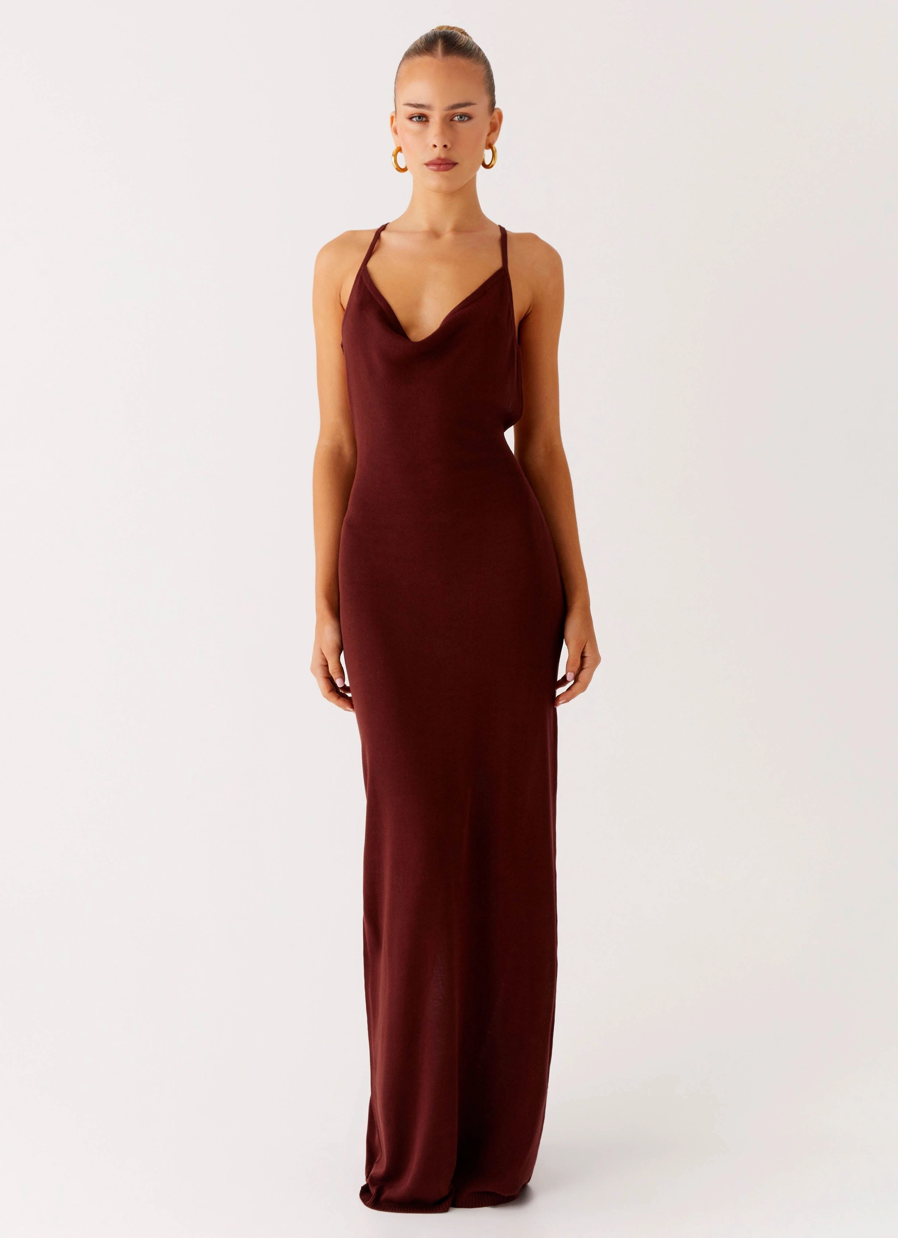 All-season High low hem Nomad Muse Maxi Dress - Chocolate